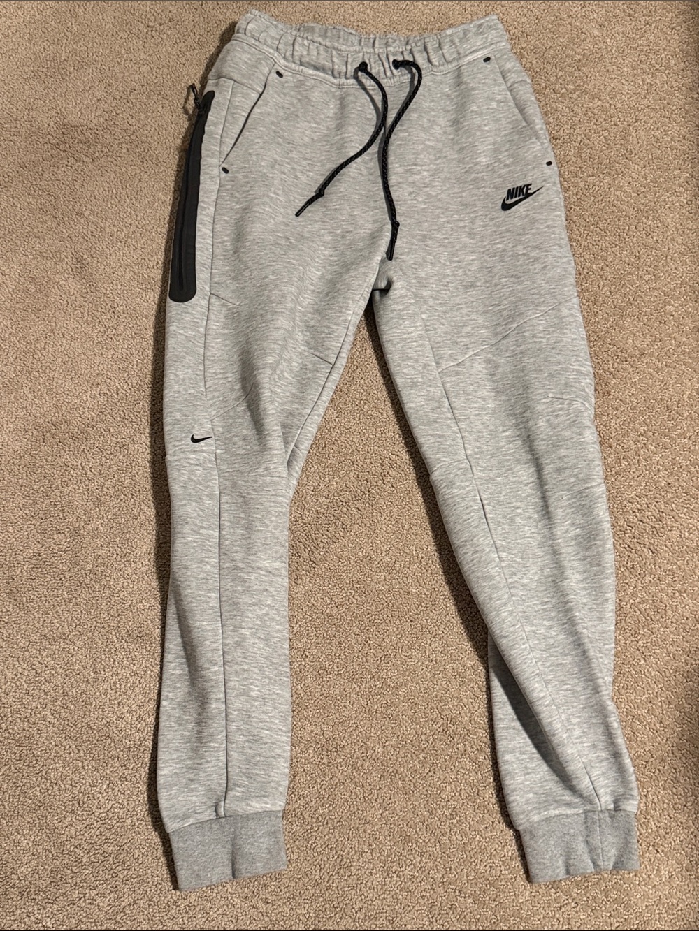 Nike Mens Light Grey Jogger Sweatpants with Black Accents